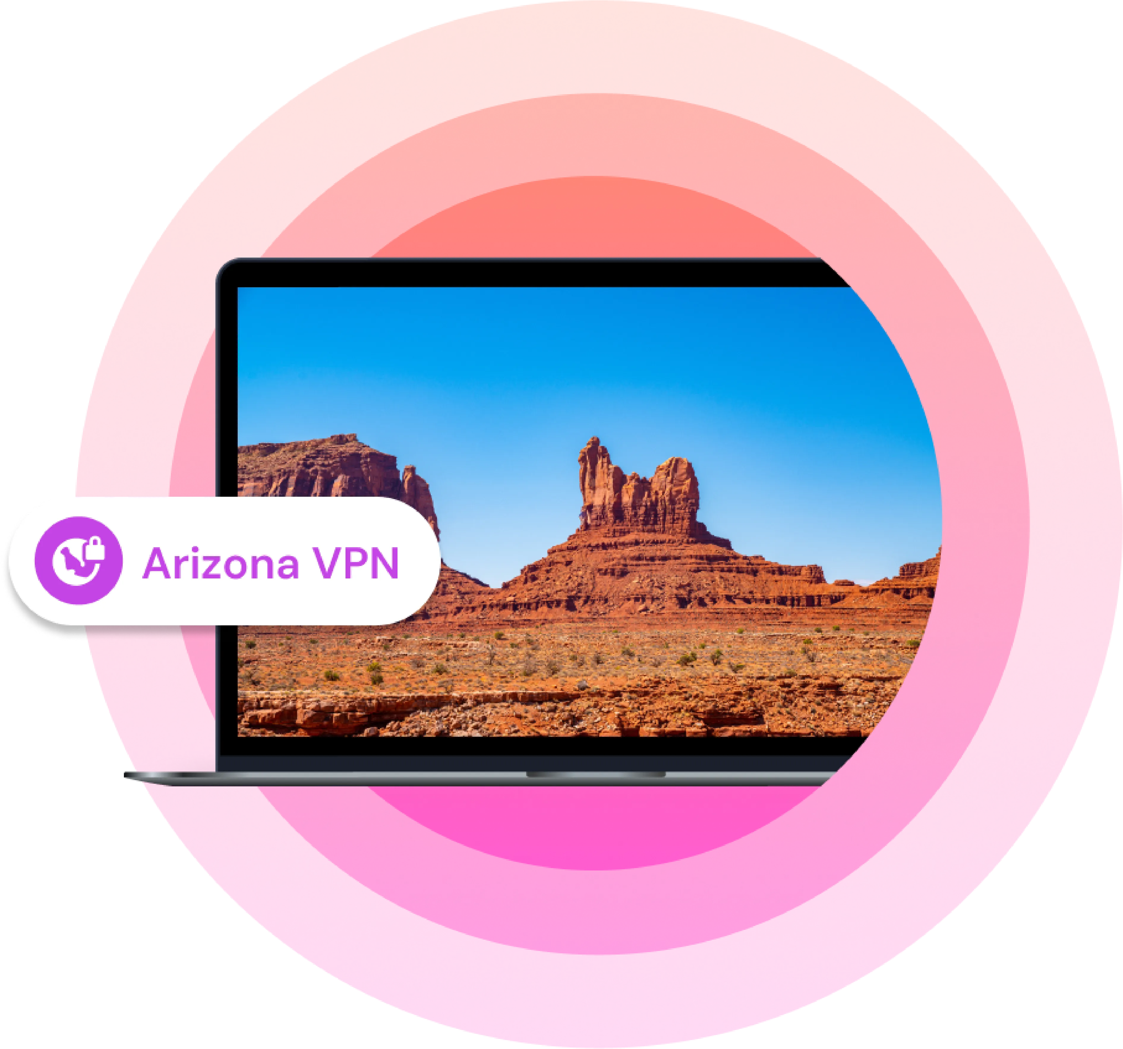 Laptop with an image of a desert in Arizona at noon
